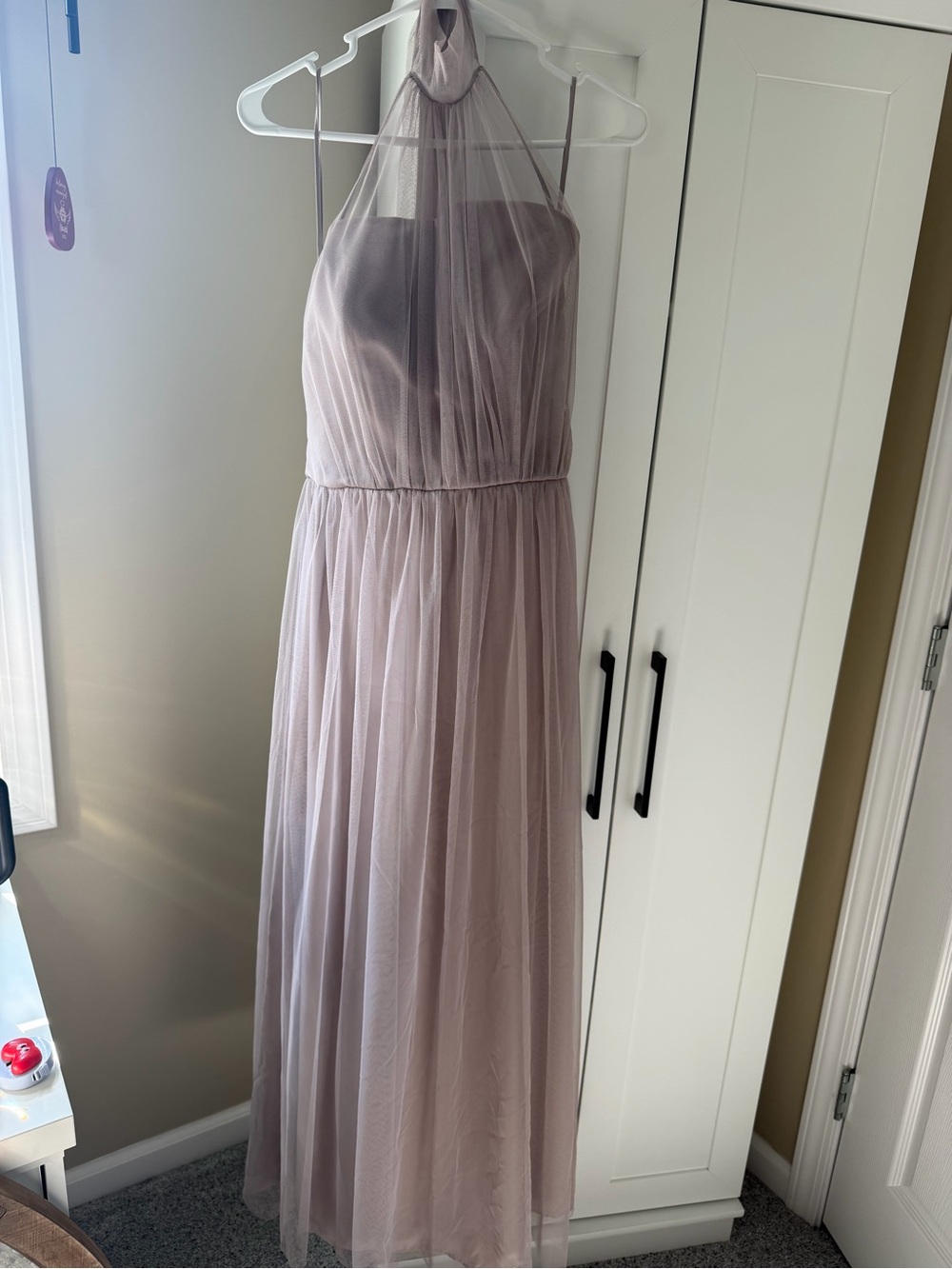Amsale Blush Tulle Halter Bridesmaids Dress